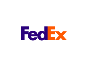 Fedex logo on a green background with fundraising consultants.