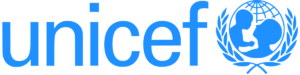 Unicef logo on a black background for fundraising consultants.